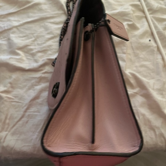 Coach purse with metal studs and braided pink and metal strap. - Picture 4 of 4